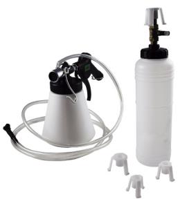 "Uređaj za odzračivanje kočnica pneumatski, boca 0,75 l crevo 1,0 m 6-12 bar 1/4"" 180 l/min JBM"